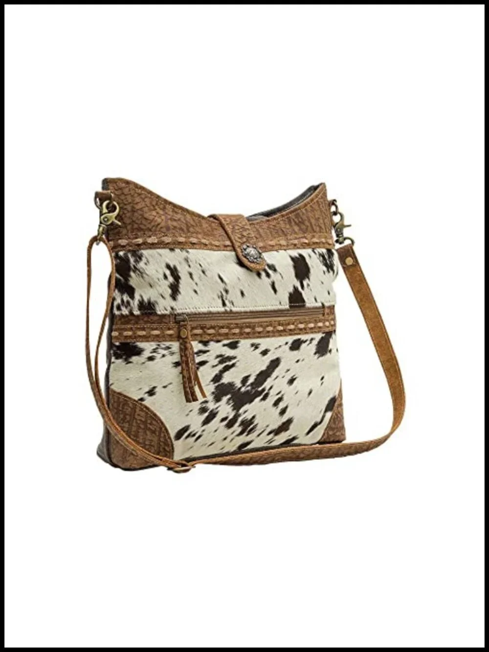 Upcycled Canvas Leather Crossbody Shoulder Bag